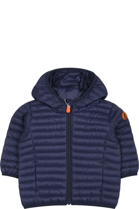 Save the Duck Coats & Jackets for Baby Boys Save the Duck Blue Nene Down Jacket For Baby Boy With Logo