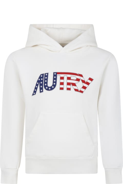 Autry for Kids Autry White Hoodie For Kids With Logo