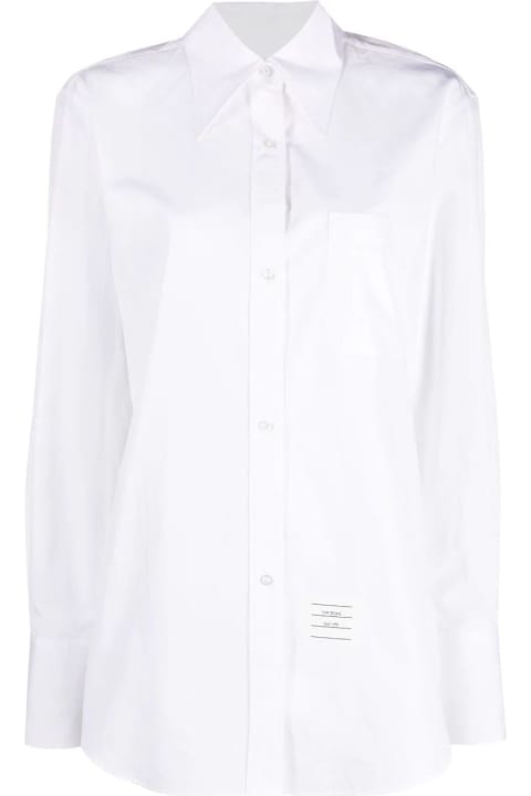 Fashion for Women Thom Browne Exaggerated Easy Fit Point Collar Shirt In Poplin
