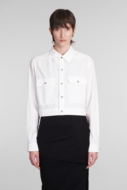 DRKSHDW for Women DRKSHDW Cape Sleeve Crop Casual Jacket In White Cotton