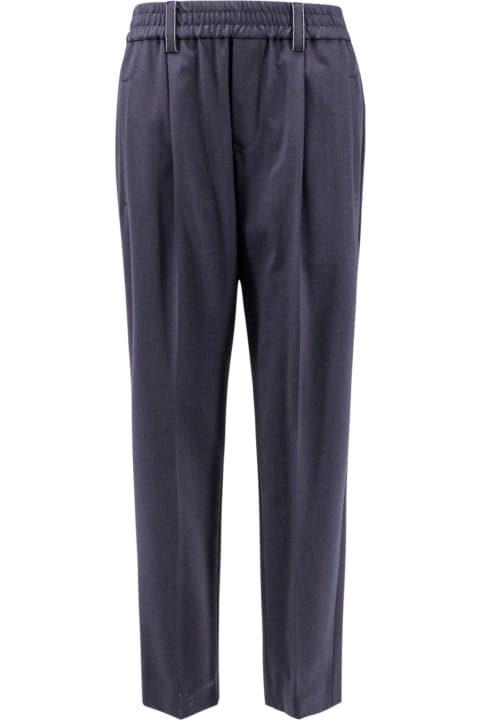 ウィメンズ Brunello Cucinelliのパンツ＆ショーツ Brunello Cucinelli Trousers Made Of Fine Fresh Stretch Wool With Elastic Waistband And Side Welt Pockets
