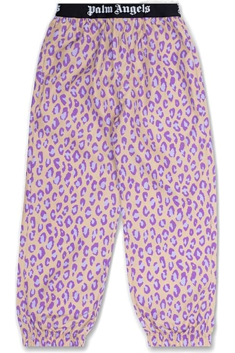Bottoms for Girls Palm Angels Leopard Printed Stretched Track Pants