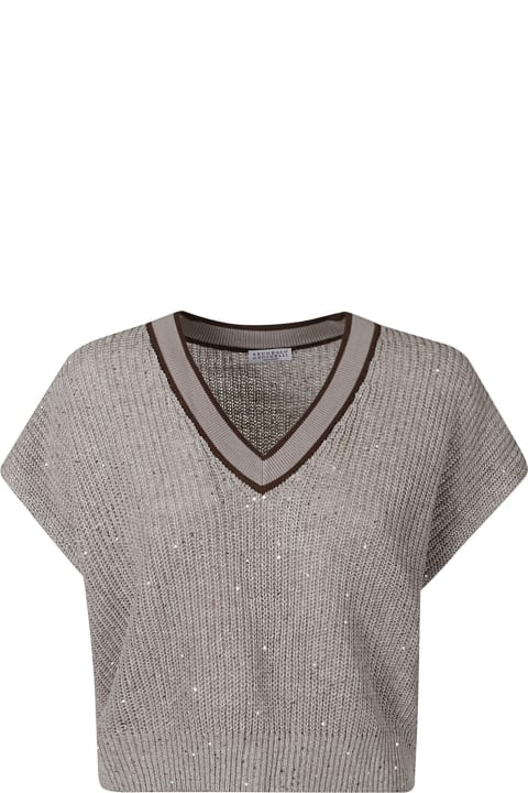 V-neck Cropped Knit Sweater