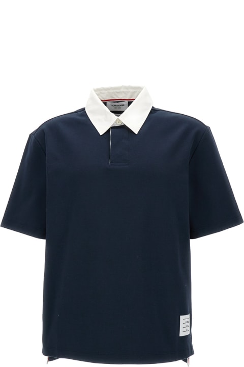 Thom Browne Topwear for Men Thom Browne Short Sleeve Rugby Polo In Heavy Jersey W/cotton Twill Combo