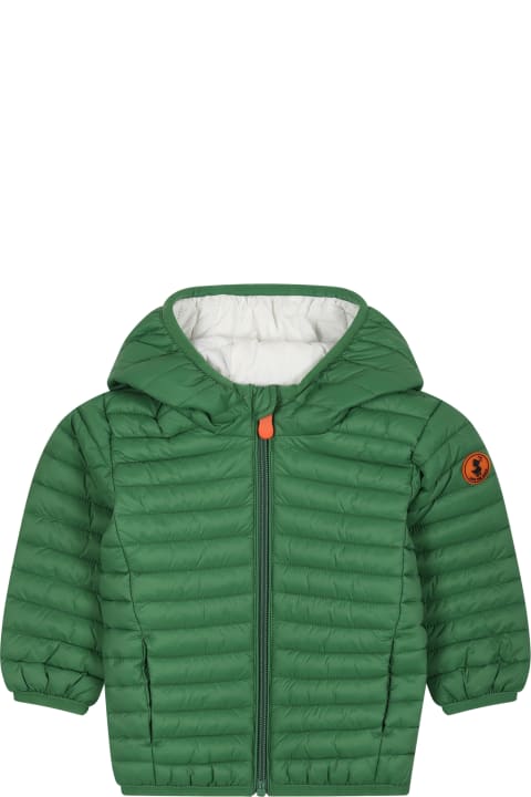 Topwear for Baby Girls Save the Duck Green Downn-jacket "nene" For Baby Boy With Logo