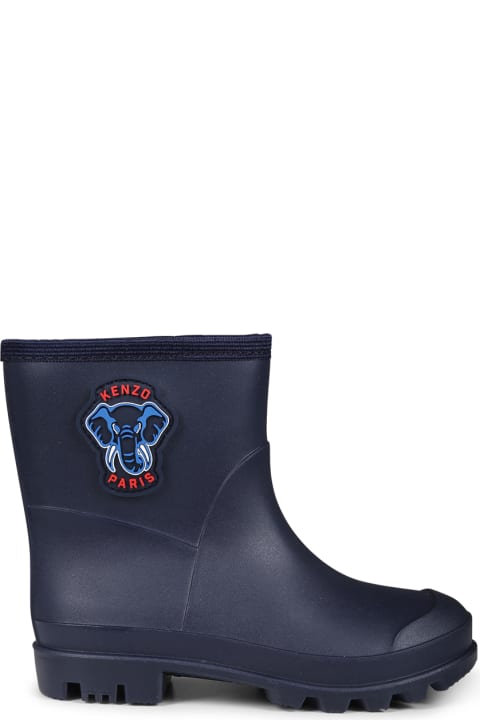 ボーイズ Kenzo Kidsのシューズ Kenzo Kids Blue Rain Boots For Kids With Elephant And Logo