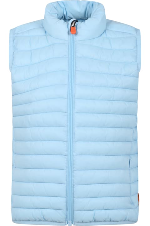 Save the Duck for Kids Save the Duck Light Blue Dolin Vest For Boy With Iconic Logo