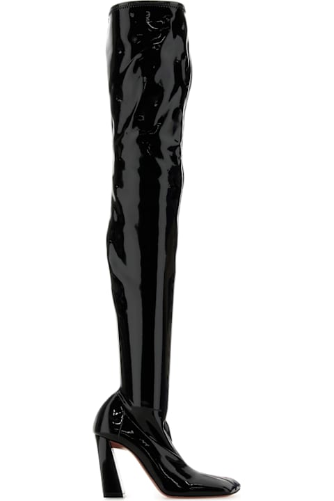 Homeware Amina Muaddi Black Latex Marine Boots