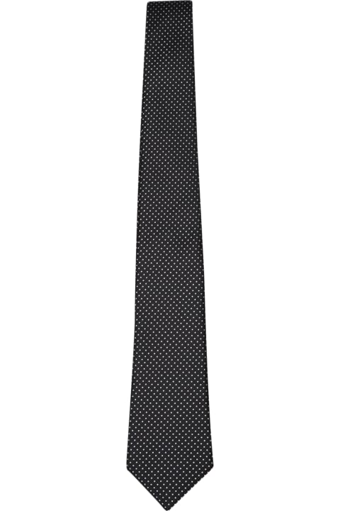 Ties for Men Canali Micropattern Square White/black Tie