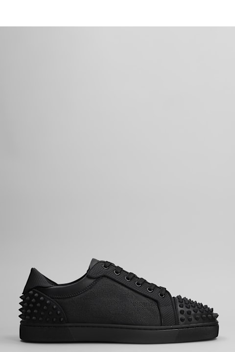 メンズ Christian Louboutinのシューズ Christian Louboutin Seavaste 2 Sneakers In Black Leather And Fabric