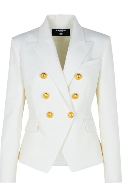 Balmain Coats & Jackets for Women Balmain White Virgin Wool Blazer