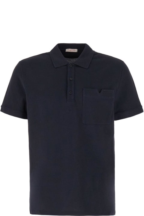 Shirts for Men Valentino Button Detailed Short-sleeved Polo Shirt