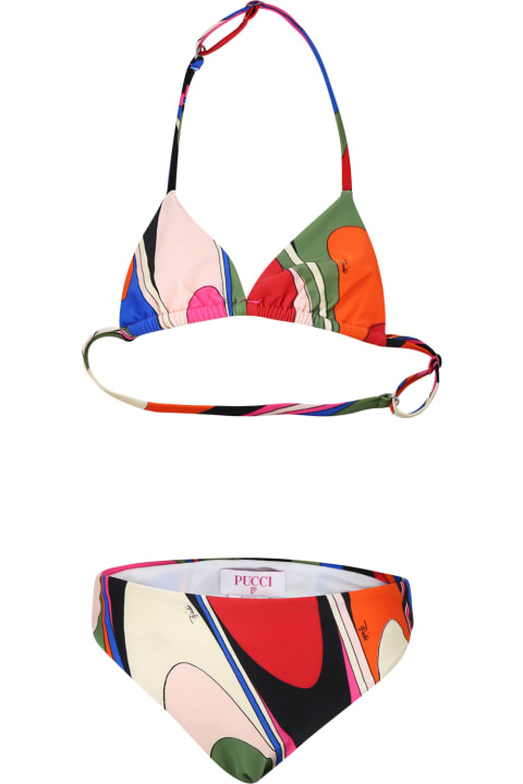 ガールズ 水着 Pucci Multicolor Bikini For Girl With Print And Logo