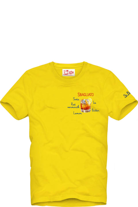 Homeware MC2 Saint Barth Man Cotton T-shirt With Sbagliato Glass Print