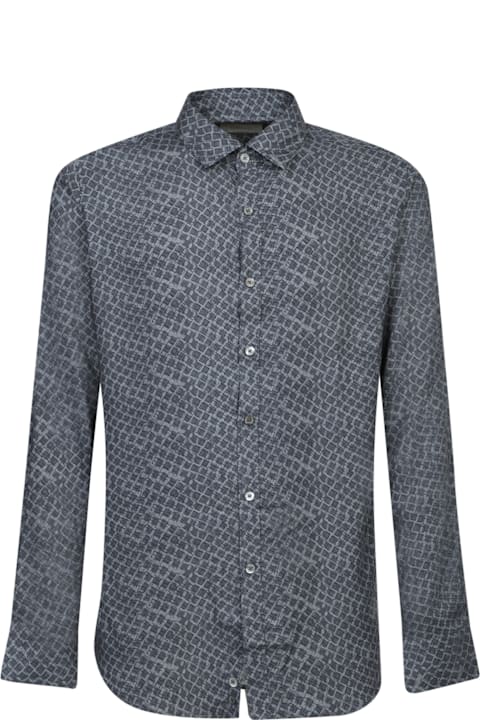 Canali for Men Canali Blue Diamond Pattern Shirt