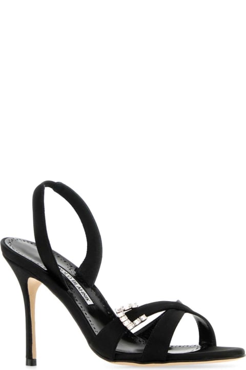 Manolo Blahnik Shoes for Women Manolo Blahnik Black Satin Ramisli Sandals