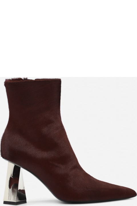 Metal Prism Ankle Boots In Pony Skin