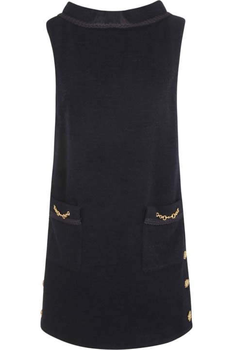 Rear Zip Embellished Sleeveless Dress
