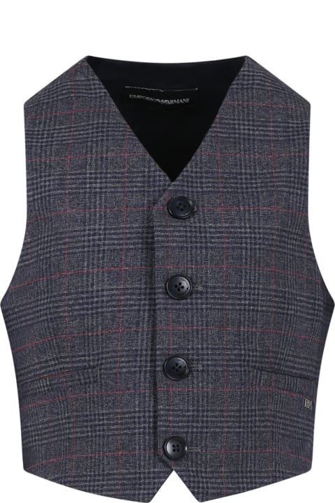 Coats & Jackets for Boys Emporio Armani Grey Waistcoat Fro Boy With Eaglet