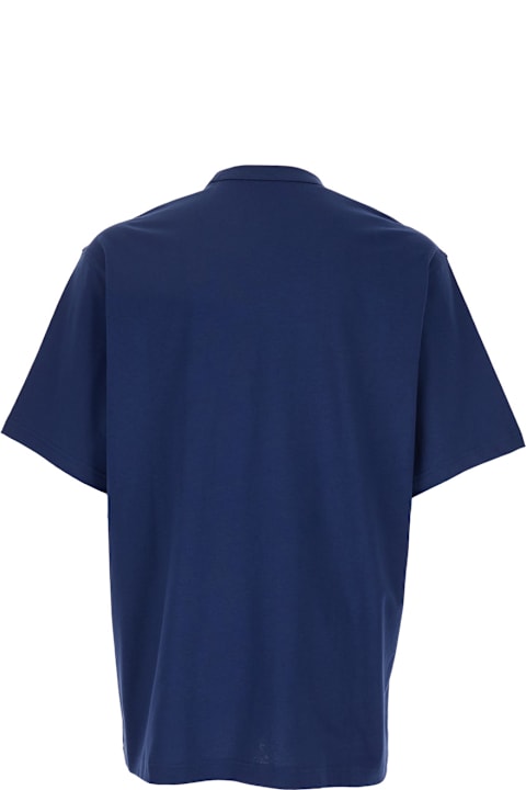 Homeware The North Face Blue T-shirt With Tone-on-tone Logo Embroidered On The Front In Cotton Man