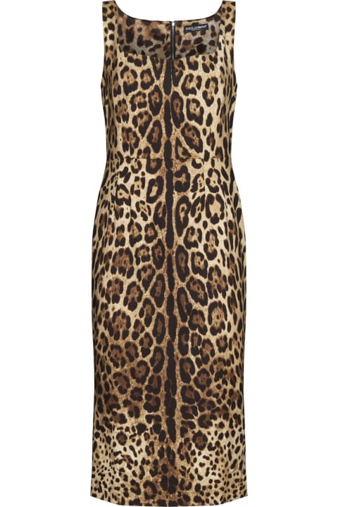 Dolce & Gabbana Clothing for Women Dolce & Gabbana Animal Print Back Zip Sleeveless Dress