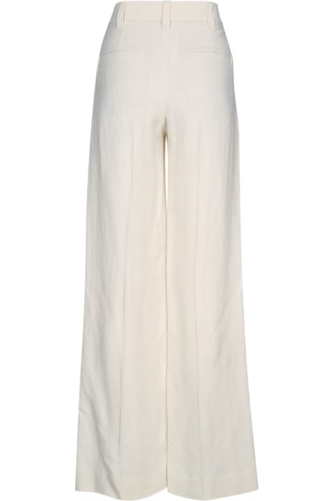 Brunello Cucinelli Pants & Shorts for Women Brunello Cucinelli Fluid Linen Twill Double Pleat Wide Leg Trouser
