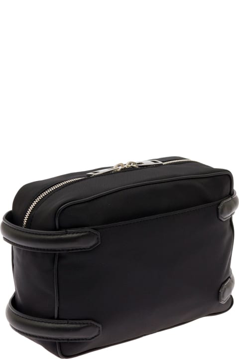 Black Camera Bag With Tonal Harness Detail In Nylon Man Alexander Mcqueen