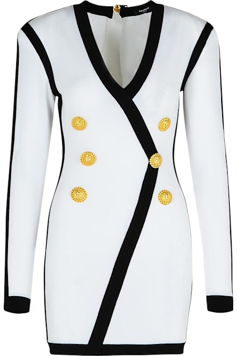Dresses for Women Balmain White Viscose Blend Dress
