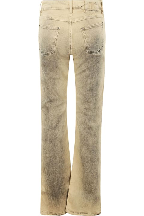 Bootcut Washed Slim Denim Trousers With Leg Spray.