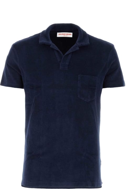 Orlebar Brown Topwear for Men Orlebar Brown Navy Blue Terry Fabric Terry Polo Shirt