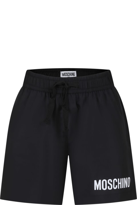 Swimwear for Boys Moschino Black Swim Shorts For Boy With Logo