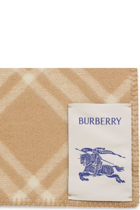 Scarves for Men Burberry Archive Beige Wool Scarf With Vintage Check Pattern
