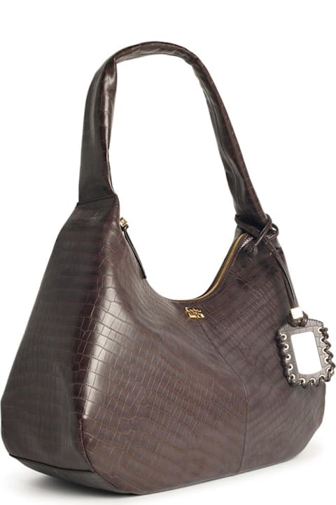 Ganni for Kids Ganni 'bou Croco Xxl' Brown Recycled Leather Blend Bag