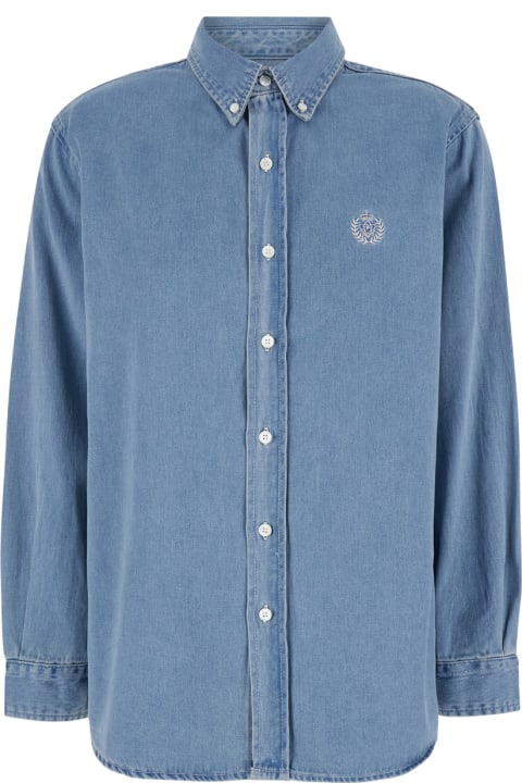 Homeware Dunst 
classic Boyfriend
 Light Blue Shirt With Logo Patch On The Front In Denim Woman