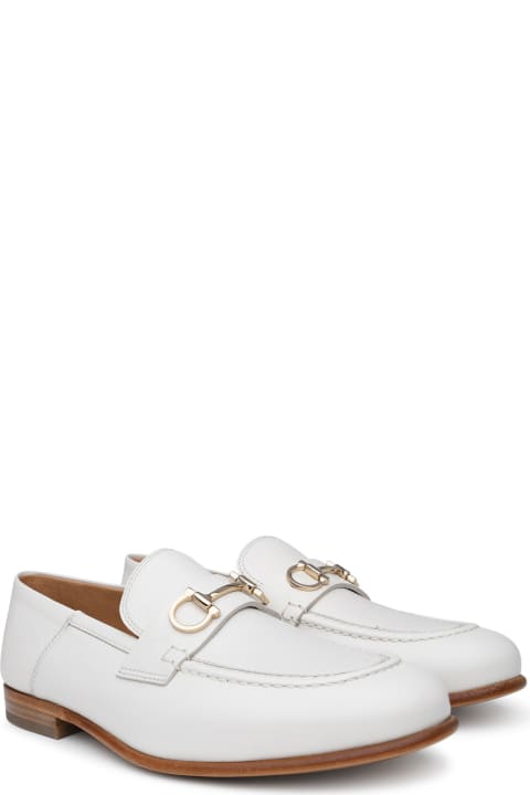 Flat Shoes for Women Ferragamo White Leather Loafers