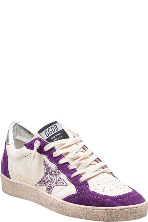 Homeware Golden Goose Golden Goose Ballstar Sneakers In Leather And Suede Color White And Purple