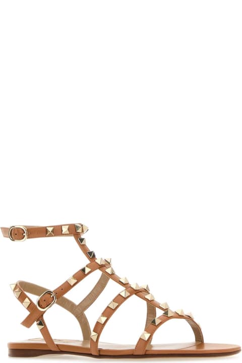 Valentino Garavani Sandals for Women Valentino Garavani Camel Leather Rockstud Sandals