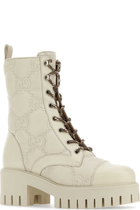 Boots for Women Gucci Ivory Leather Ankle Boots