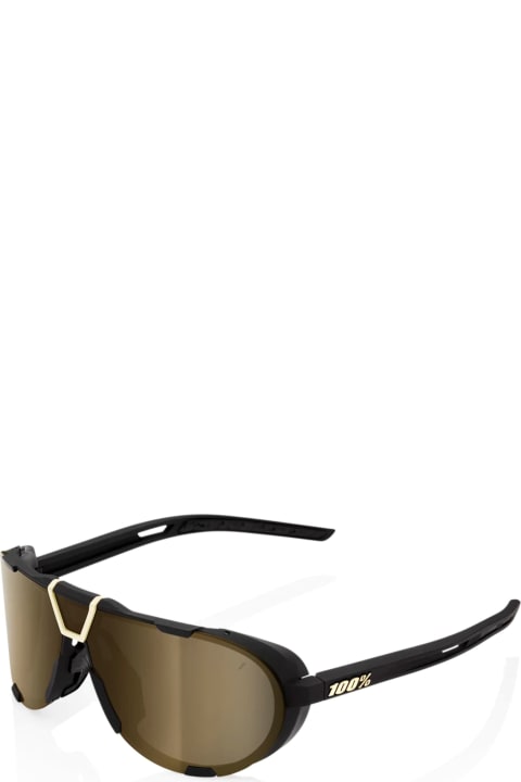 100% نظارات لـ القسم الرجالي 100% Westcraft - Soft Tact Black / Soft Gold Lens Sunglasses