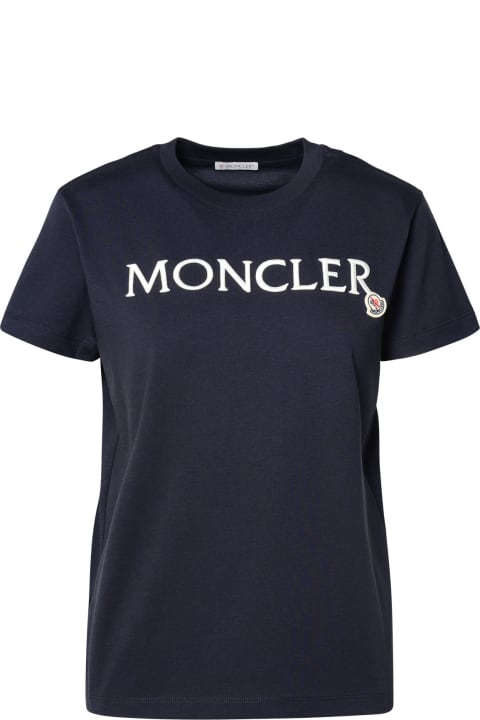 Topwear for Women Moncler Blue Cotton T-shirt
