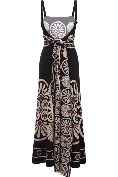 La DoubleJ جمب سوت لـ السيدات La DoubleJ Slip-around Dress In Medallion Placée Black In Crepe De Chine