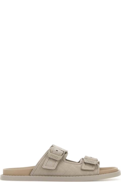 Fashion for Men Fendi Cappuccino Leather Fendi Feel Slippers