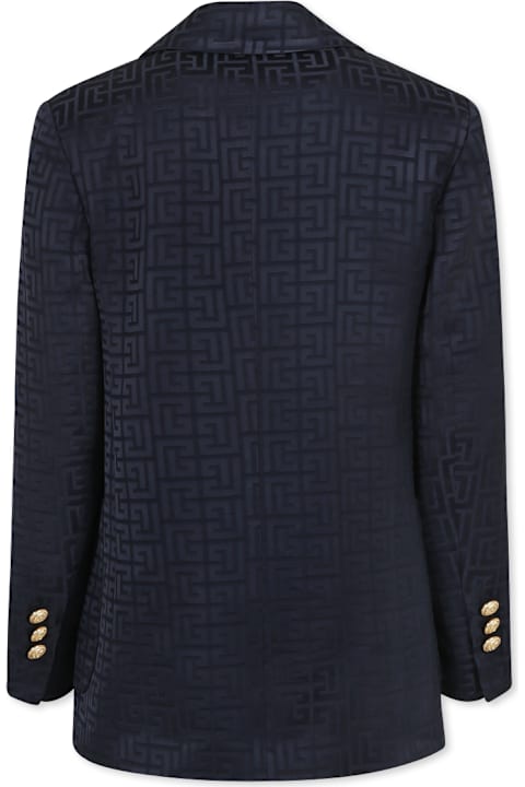 Homeware Balmain Blue Jacket For Boy With Labyrinth