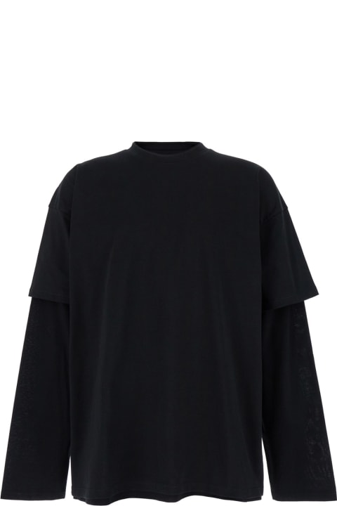Jil Sander Topwear for Men Jil Sander Black Sweater Double-layers In Techno Fabric Man