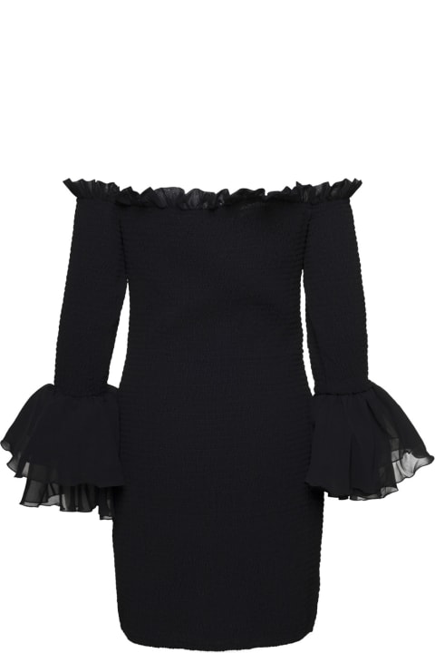 Rotate by Birger Christensen Dresses for Women Rotate by Birger Christensen Black'bellina' Shirred Mini Dress In Chiffon Woman