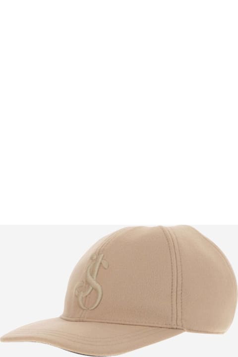 Hats for Women Jil Sander Cashmere Baseball Cap With Logo