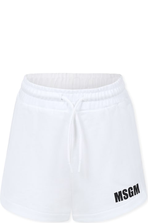 أدوات منزلية MSGM White Shorts For Girl With Logo