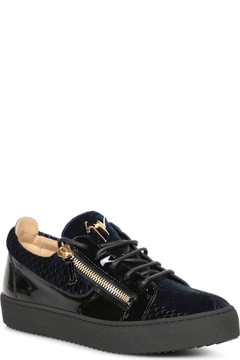 Giuseppe Zanotti for Men Giuseppe Zanotti Frankie Zip Croco Black Sneakers