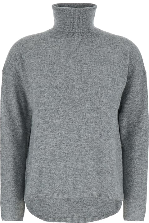 Allude Topwear for Women Allude Grey High Neck Sweater With Dropped Shoulders In Cashmere Woman