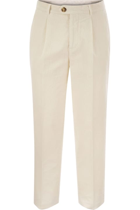 Homeware Brunello Cucinelli Leisure Fit Trousers In Garment Dyed Cotton Corduroy With Darts